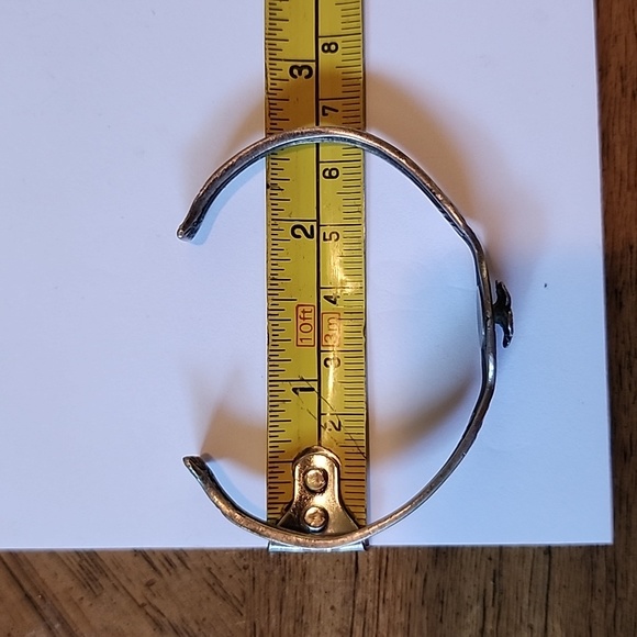 Antique sterling silver floral cuff bracelet flower - Picture 8 of 8